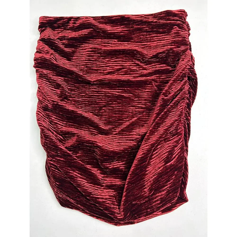 Naked Wardrobe Womens Plush Velvet Ruched Mini Skirt in Size M NWOT
